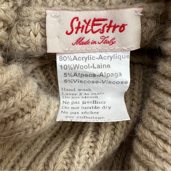 StilEstro Chunky Ribbed Turtleneck Open-Side Sweater Vest | One Size | Tan Vest - Picture 2 of 8